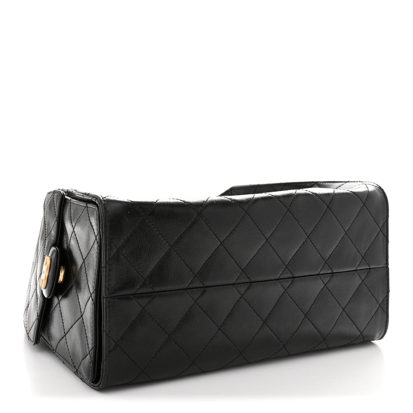 Shiny Crumpled Calfskin Quilted Small Chanel 25 Handbag Black