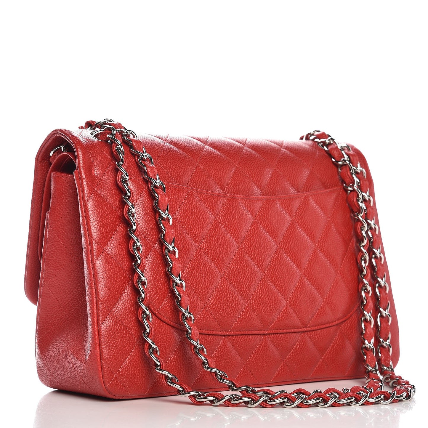 Caviar Quilted Jumbo Double Flap Red