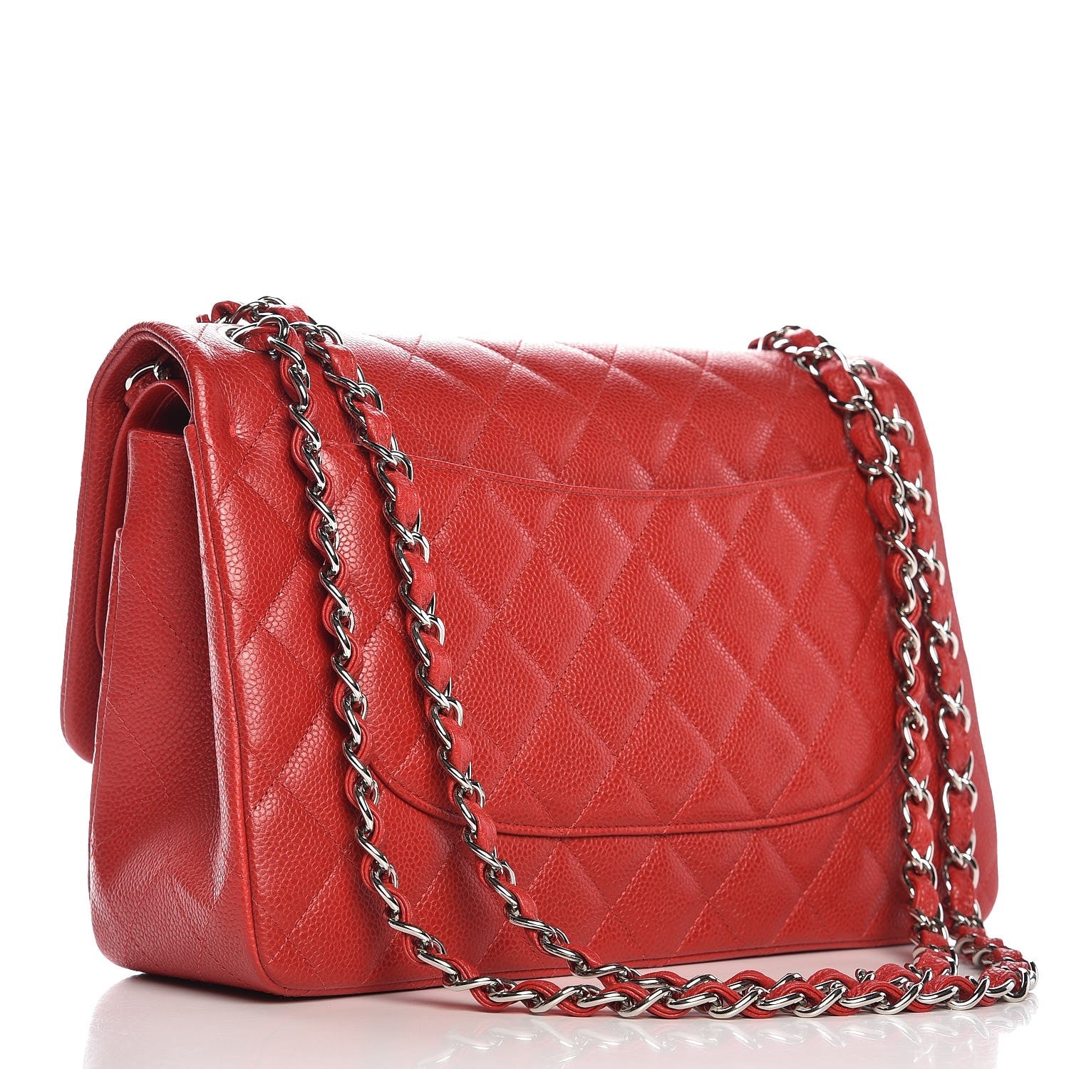 Chanel Caviar Quilted Jumbo Double Flap Red 3 of 7