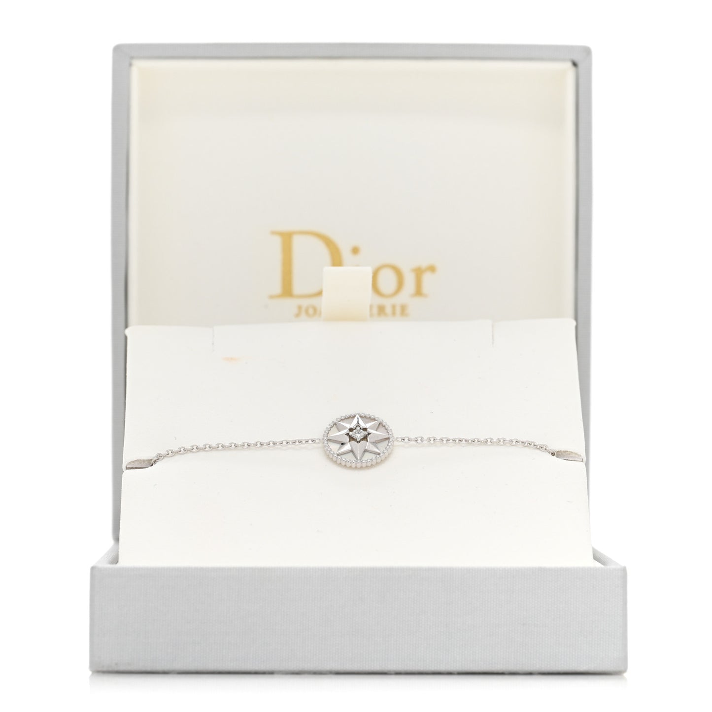 18K White Gold Diamond Mother of Pearl Rose Des Vents Bracelet