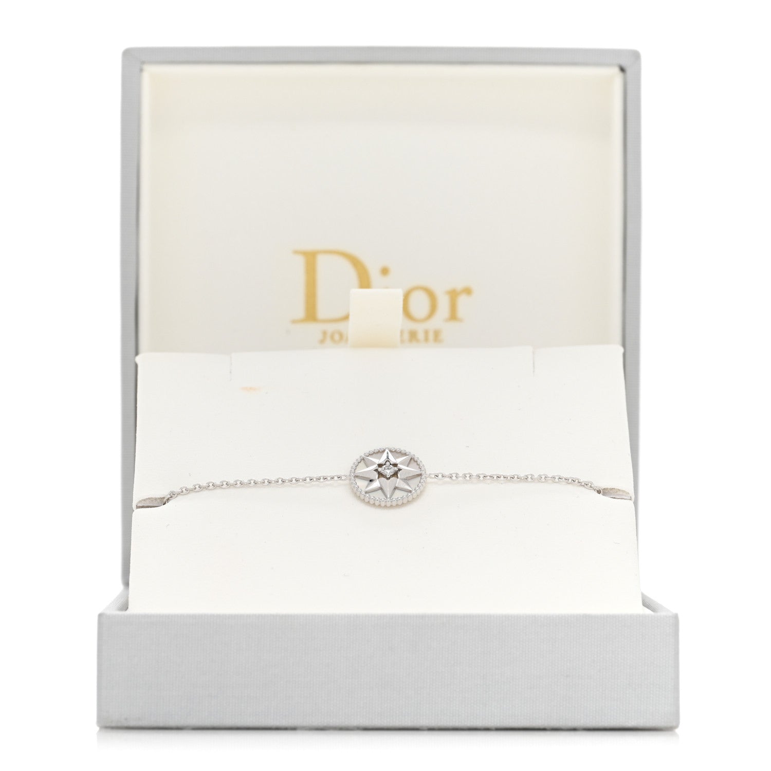 Christian Dior 18K White Gold Diamond Mother of Pearl Rose Des Vents Bracelet 6 of 6