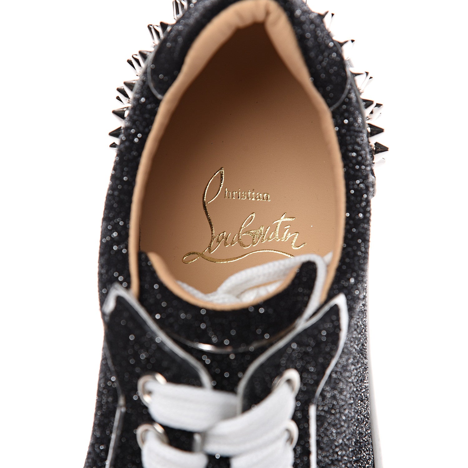 Christian Louboutin Crosta Womens Vieira Spiked Flat Comete Sneakers 35 Black Silver 8 of 9