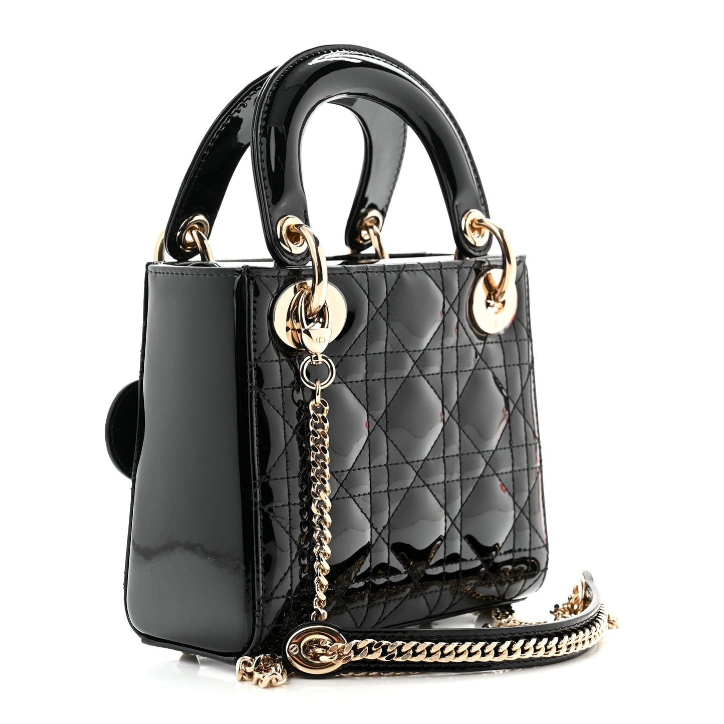 Patent Cannage Mini Lady Dior Black