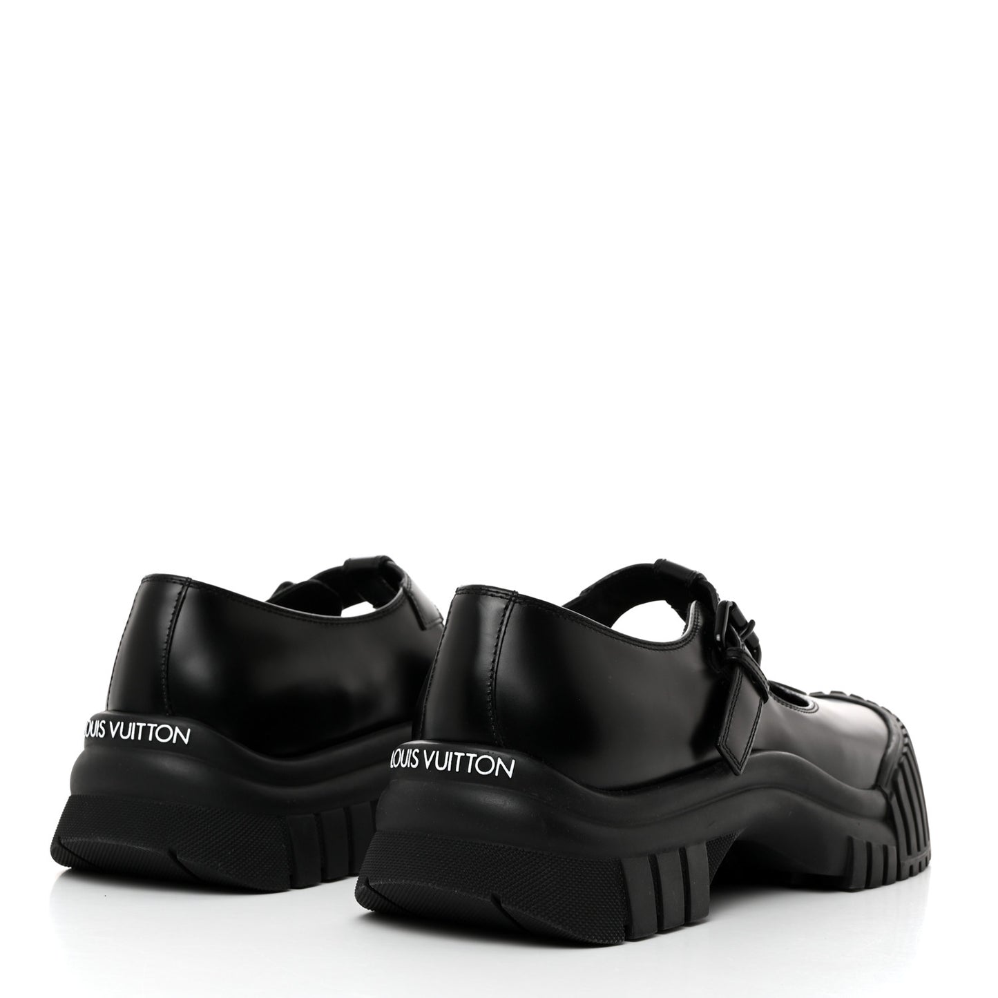 Glazed Calfskin Record Mary Jane 40 Black