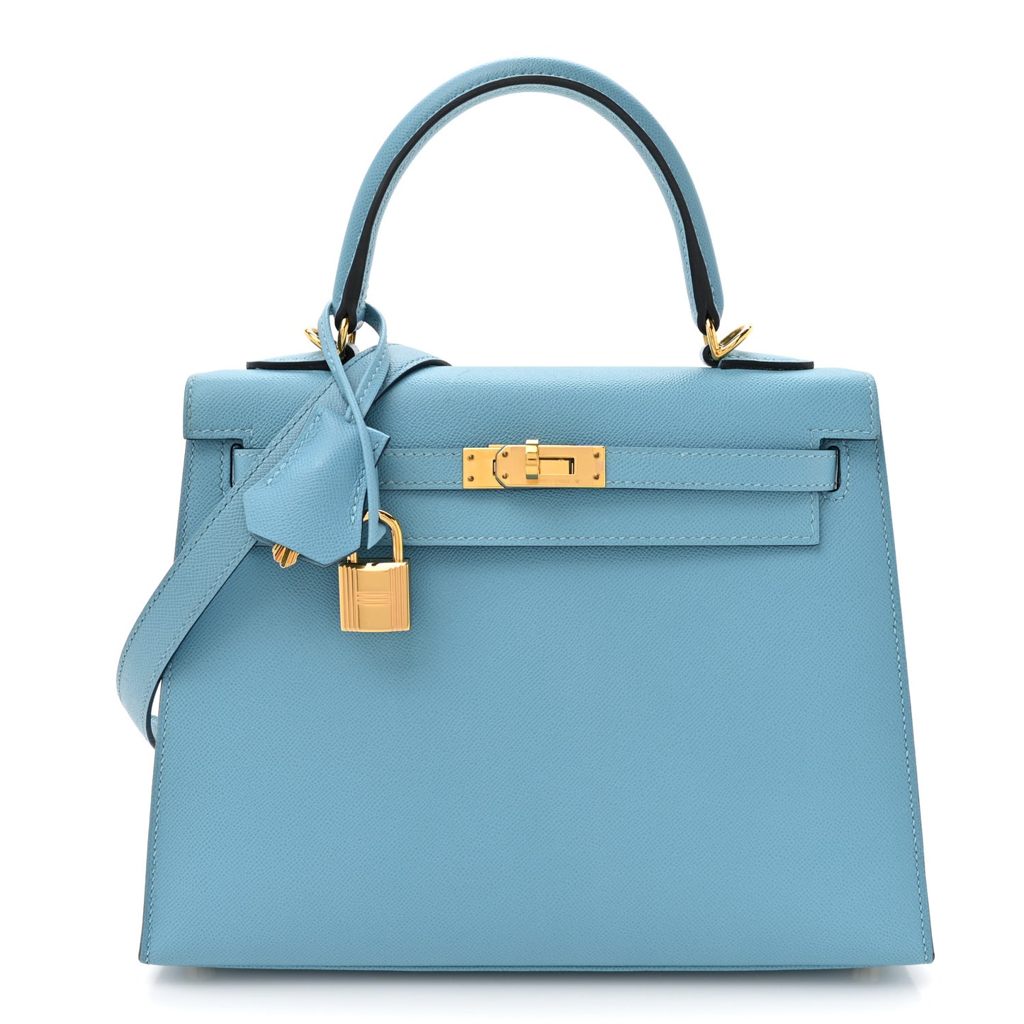 Madame Calfskin Kelly Sellier 25 Bleu Du Nord