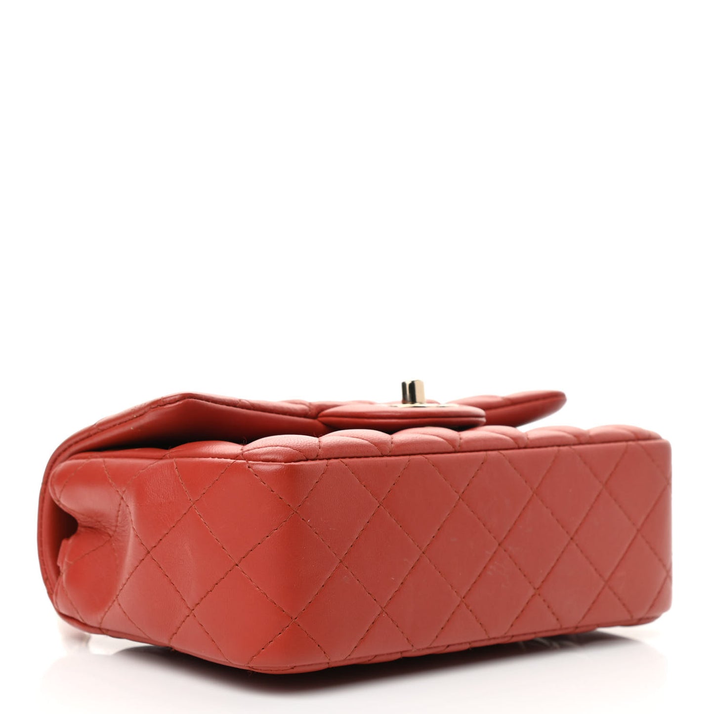 Lambskin Quilted Mini Rectangular Flap Brown