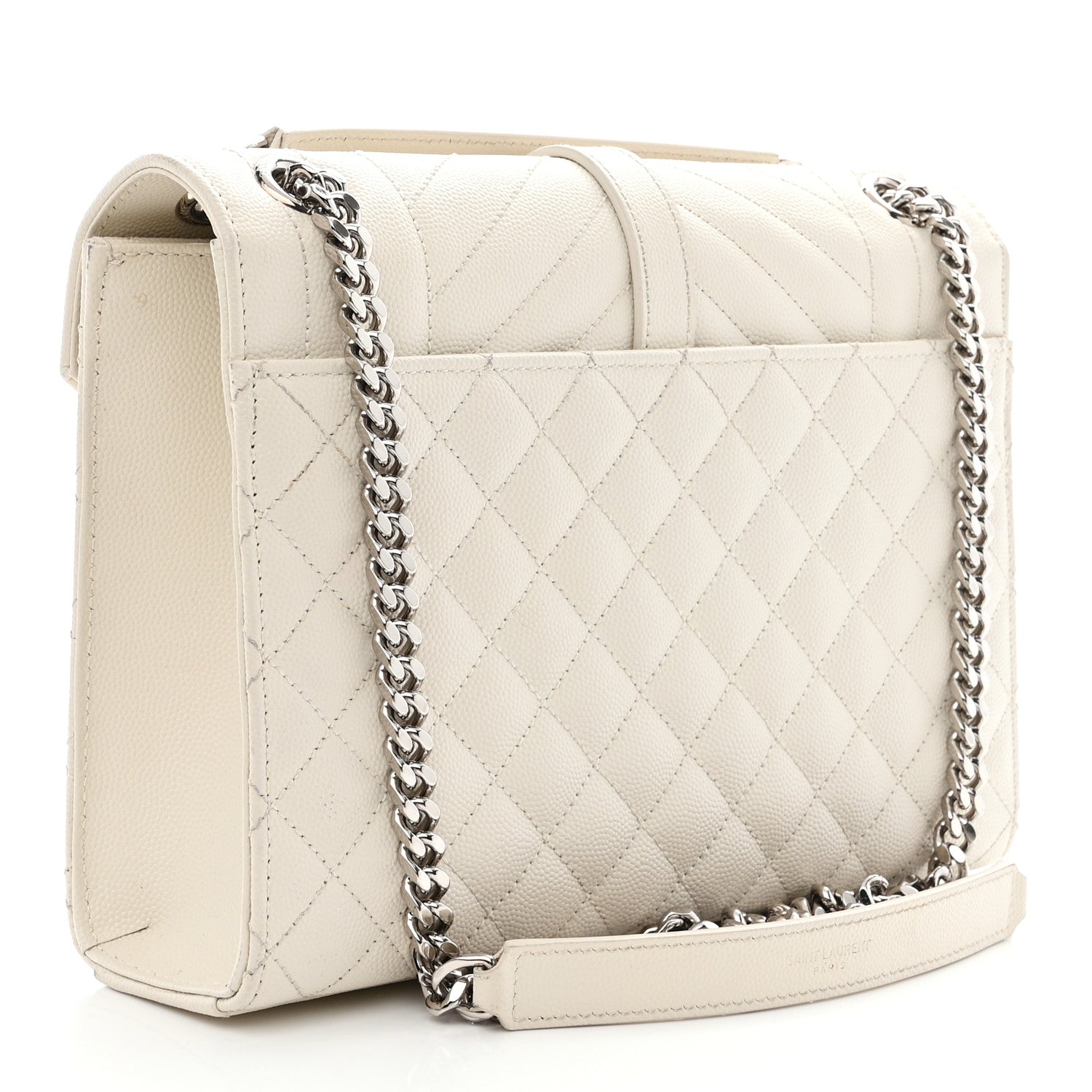 Saint Laurent SAINT LAURENT Grain De Poudre Textured Mixed Matelasse Medium Triquilt Monogram Satchel Porcellana 3 of 11