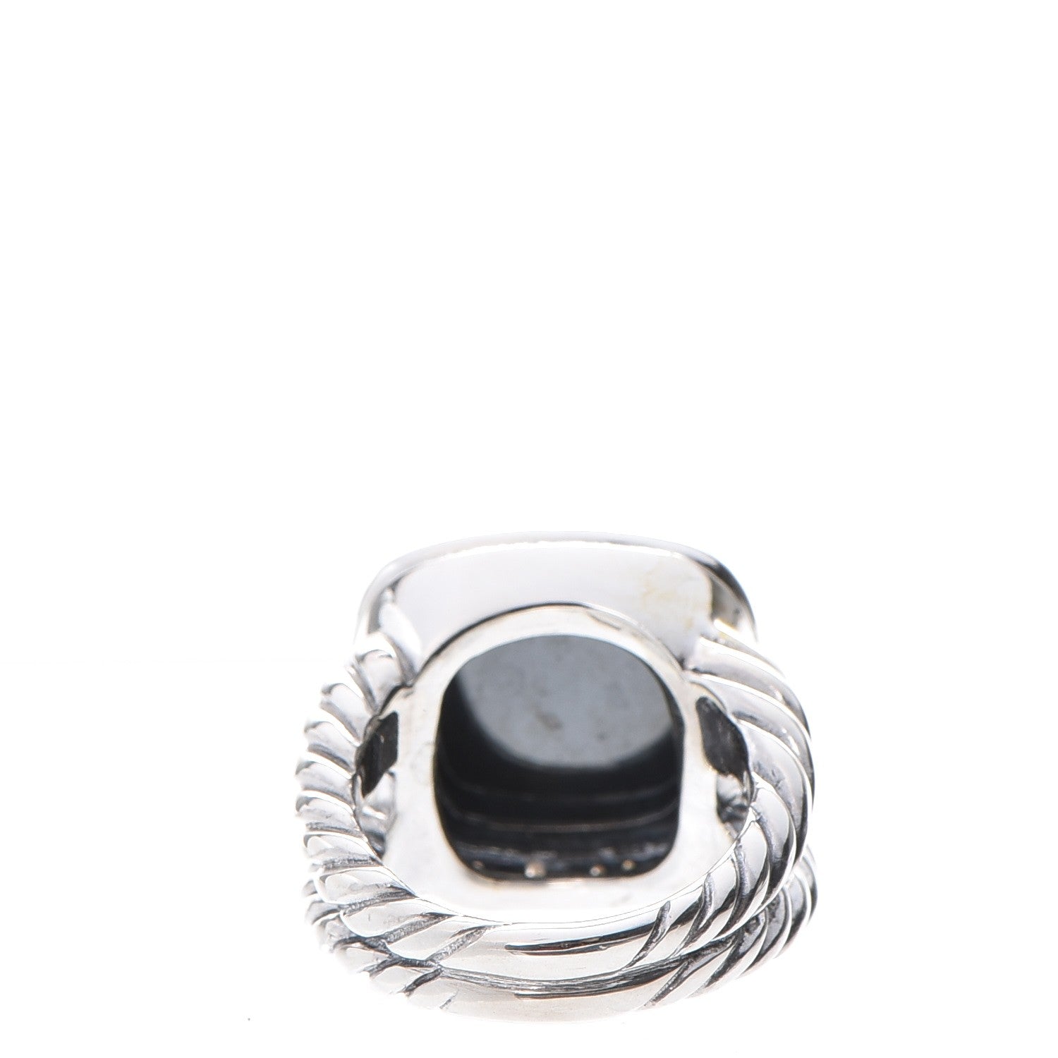 David Yurman Sterling Silver Diamond Hematite 17mm Albion Ring 54 7 3 of 4