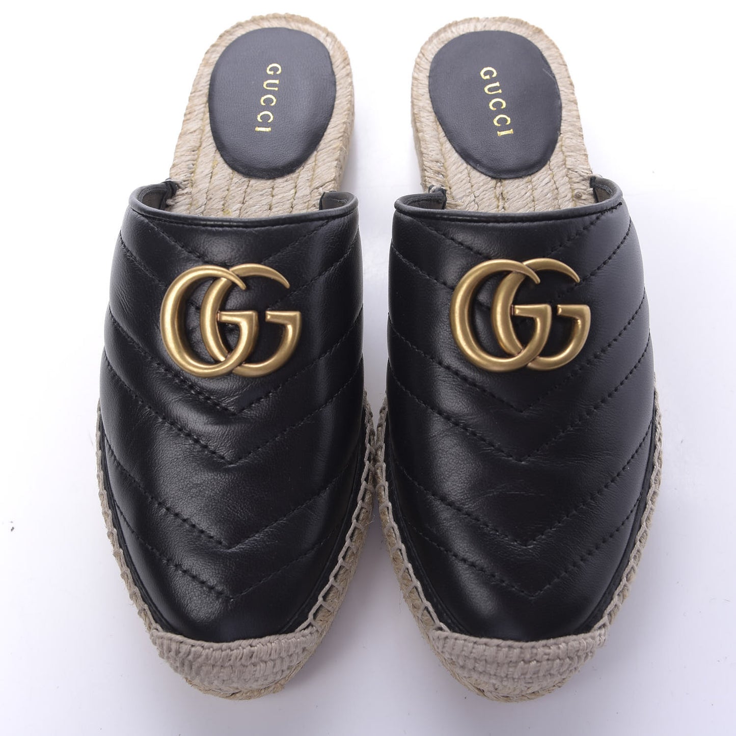 Nappa Matelasse GG Marmont Espadrille Slippers 35.5 Black
