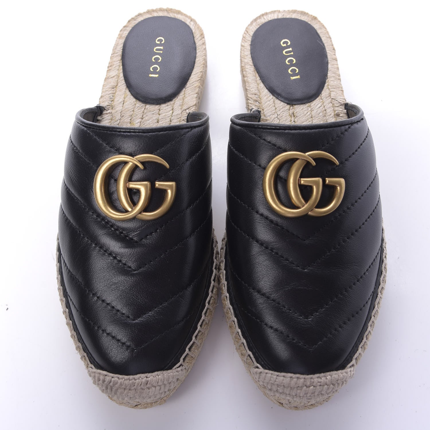 Gucci Nappa Matelasse GG Marmont Espadrille Slippers 35.5 Black 5 of 12
