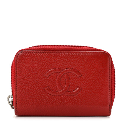 Chanel Caviar Timeless CC Zip Around Coin Purse Red 1 of 9