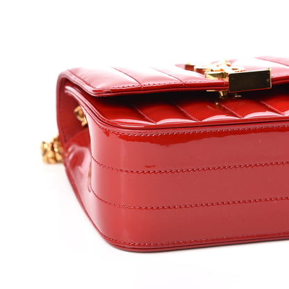 Saint Laurent Patent Matelasse Small Vicky Chain Bag Red 9 of 11