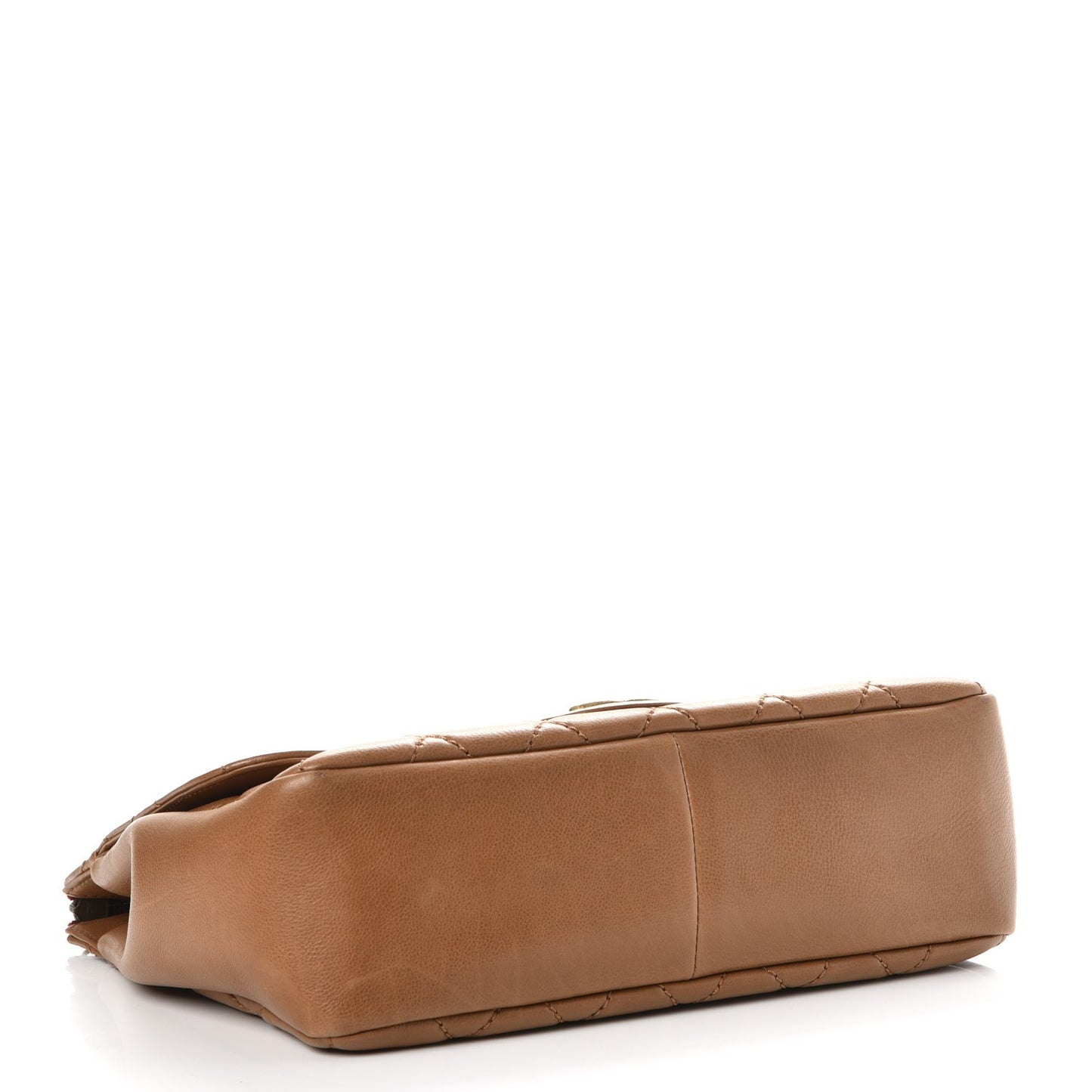 Calfskin Large Blizzard Zip Top Flap Bag Light Brown