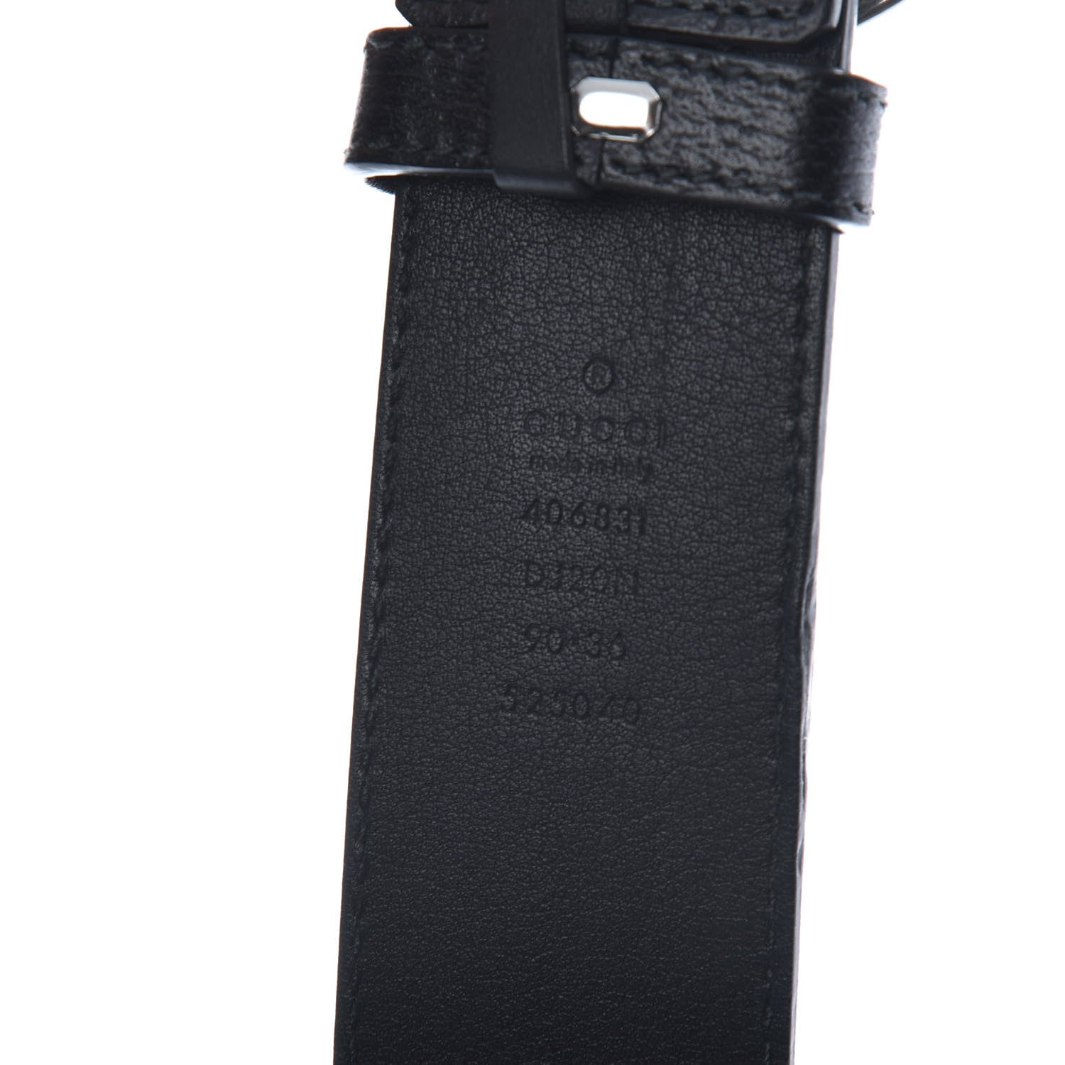 Gucci Textured Dollar Calfskin Nickel Double G 40mm Belt 90 36 Black 3 of 5