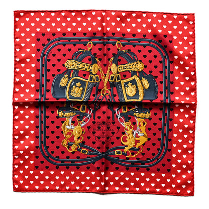 Hermes Silk Brides De Gala Love Pocket Square Canard Rouge Blanc 1 of 4