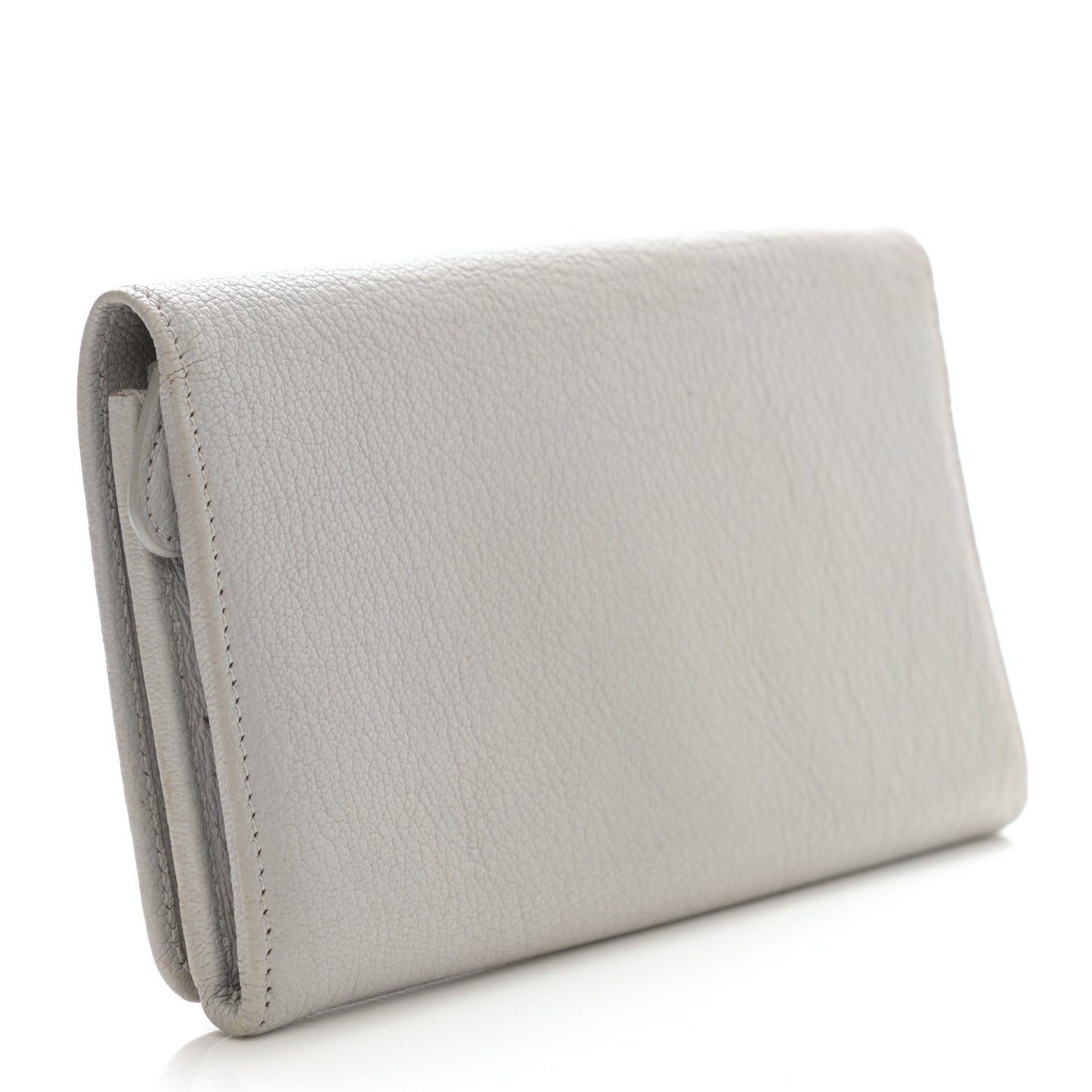 Chevre Giant 12 Gold Hardware Money Wallet Gris Cement
