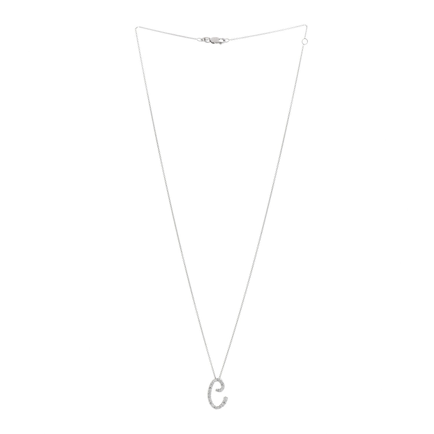 c♡ Roberto Coin 18K White Gold Diamond Cursive Letter C Pendant