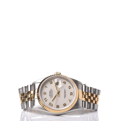 Rolex Stainless Steel 18K Yellow Gold 36mm Oyster Perpetual Datejust Watch White Arabic 16233 6 of 8
