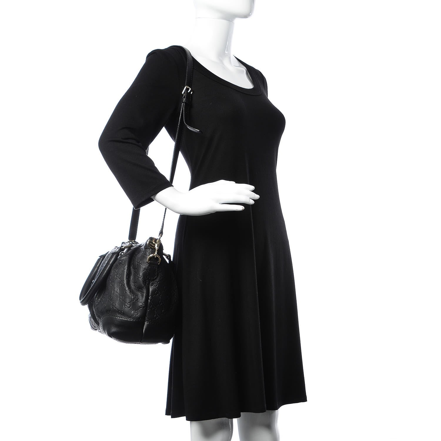 Gucci Guccissima Medium Sukey Top Handle Bag Black 2 of 7