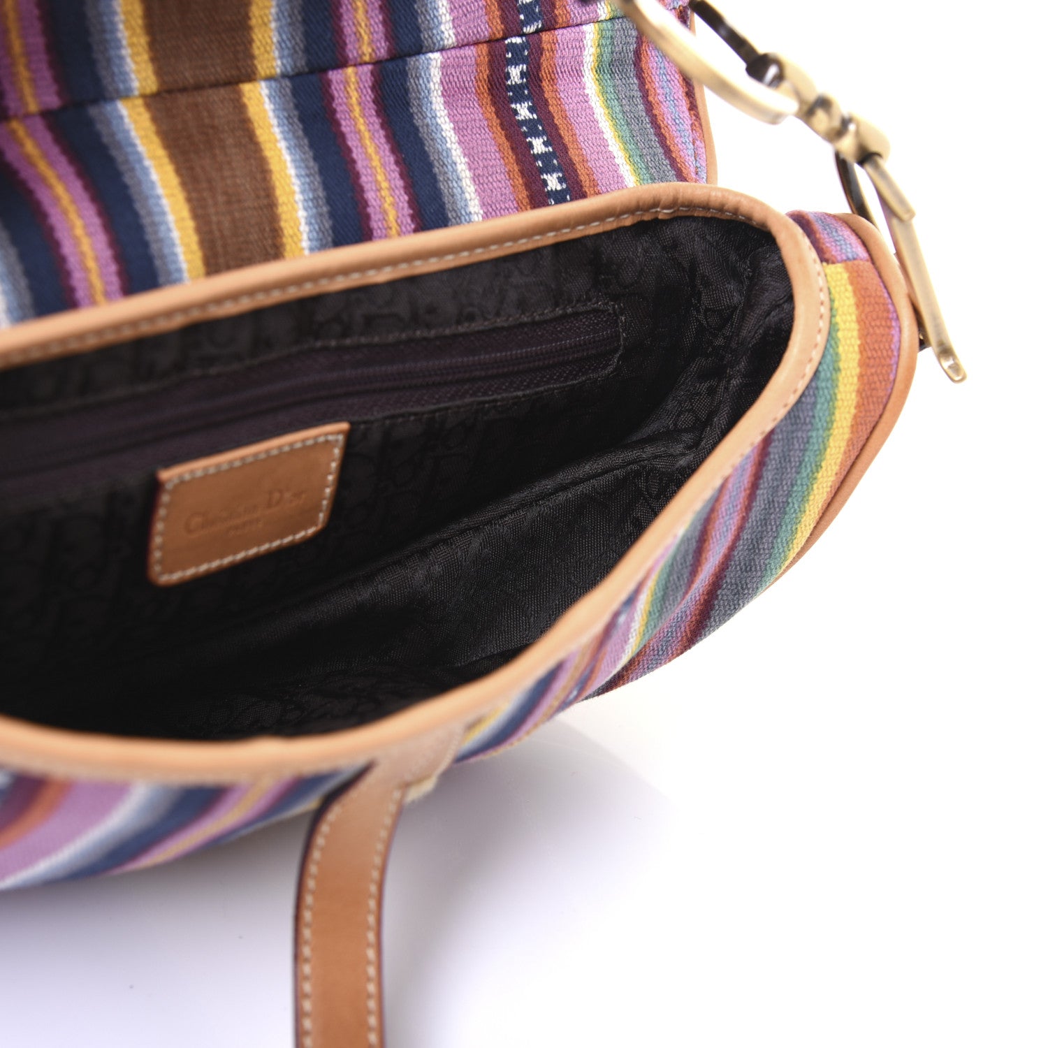 Christian Dior Canvas Striped Saddle Bag Multicolor 5 of 14
