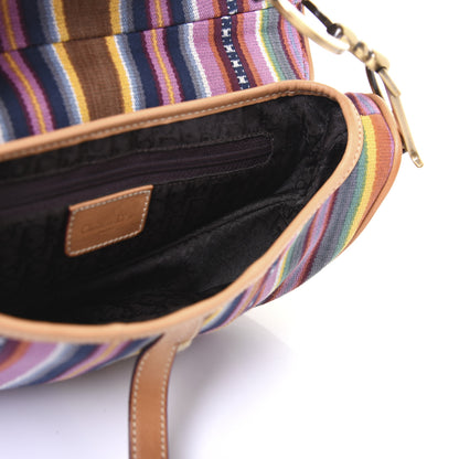 Christian Dior Canvas Striped Saddle Bag Multicolor 5 of 14