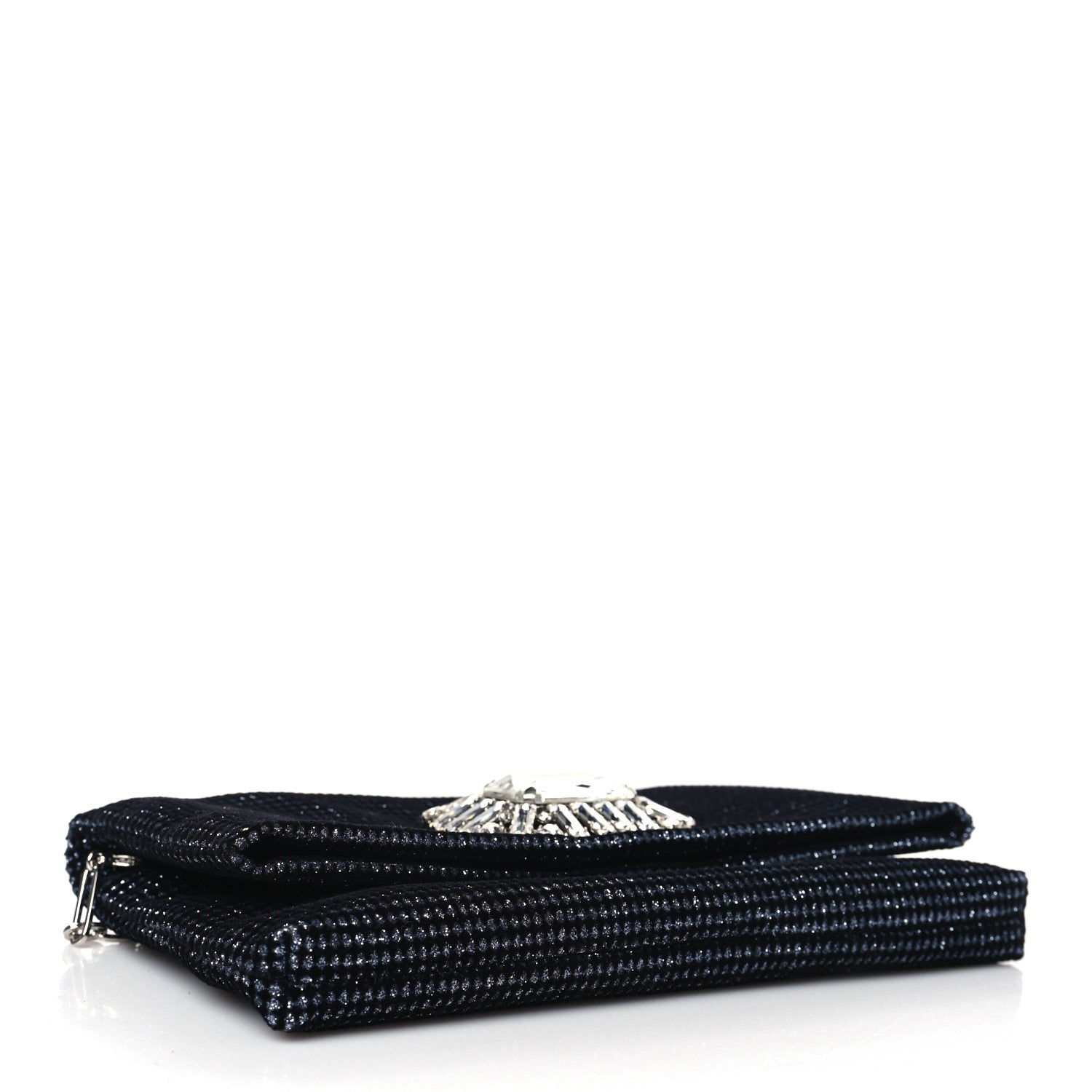 Jimmy Choo Velvet Glitter Galactica Titania Clutch Black Silver 3 of 9