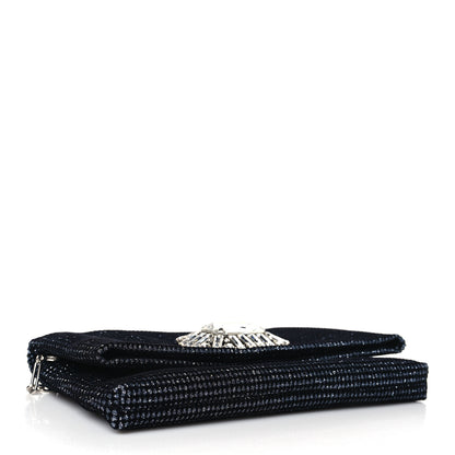 Jimmy Choo Velvet Glitter Galactica Titania Clutch Black Silver 3 of 9