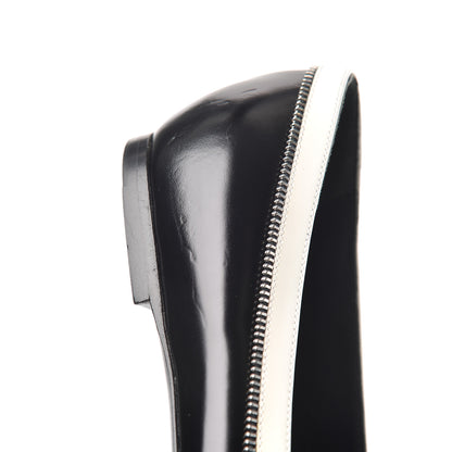 Louis Vuitton Patent Calfskin Zipper Ballerina Flats 37.5 Black White 13 of 17