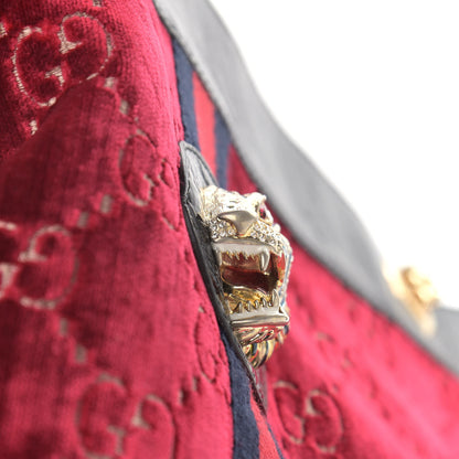 Gucci Velvet GG Monogram Large Rajah Chain Tote Red Cipria Black 13 of 16