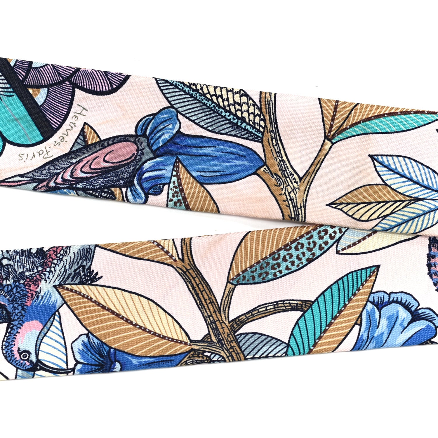 Hermes Silk Tree Of Song Twilly Rose Pale Turquoise 6 of 6
