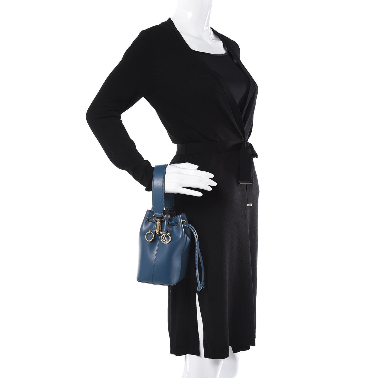 Vitello Liberty Lucido F is Fendi Mini Mon Tresor Bucket Bag Blue