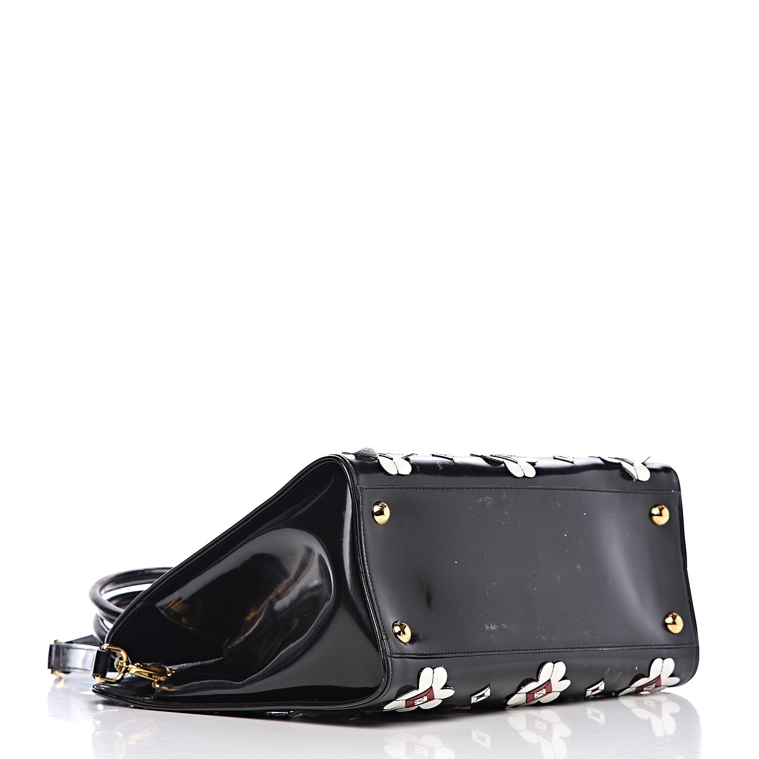 Prada Spazzolato Floral Shopper Black White 5 of 21