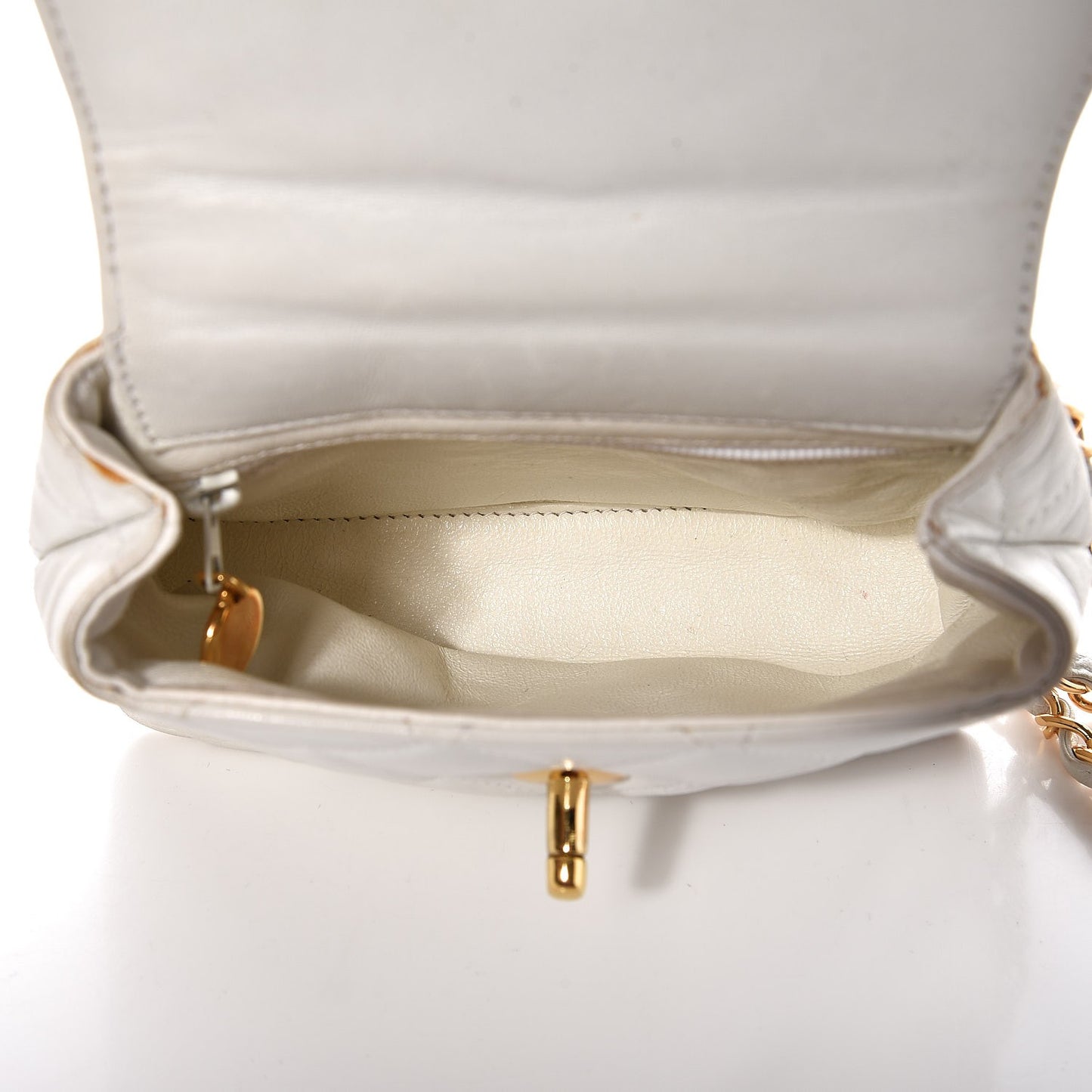 Lambskin Quilted Flap Waist Belt Bag White