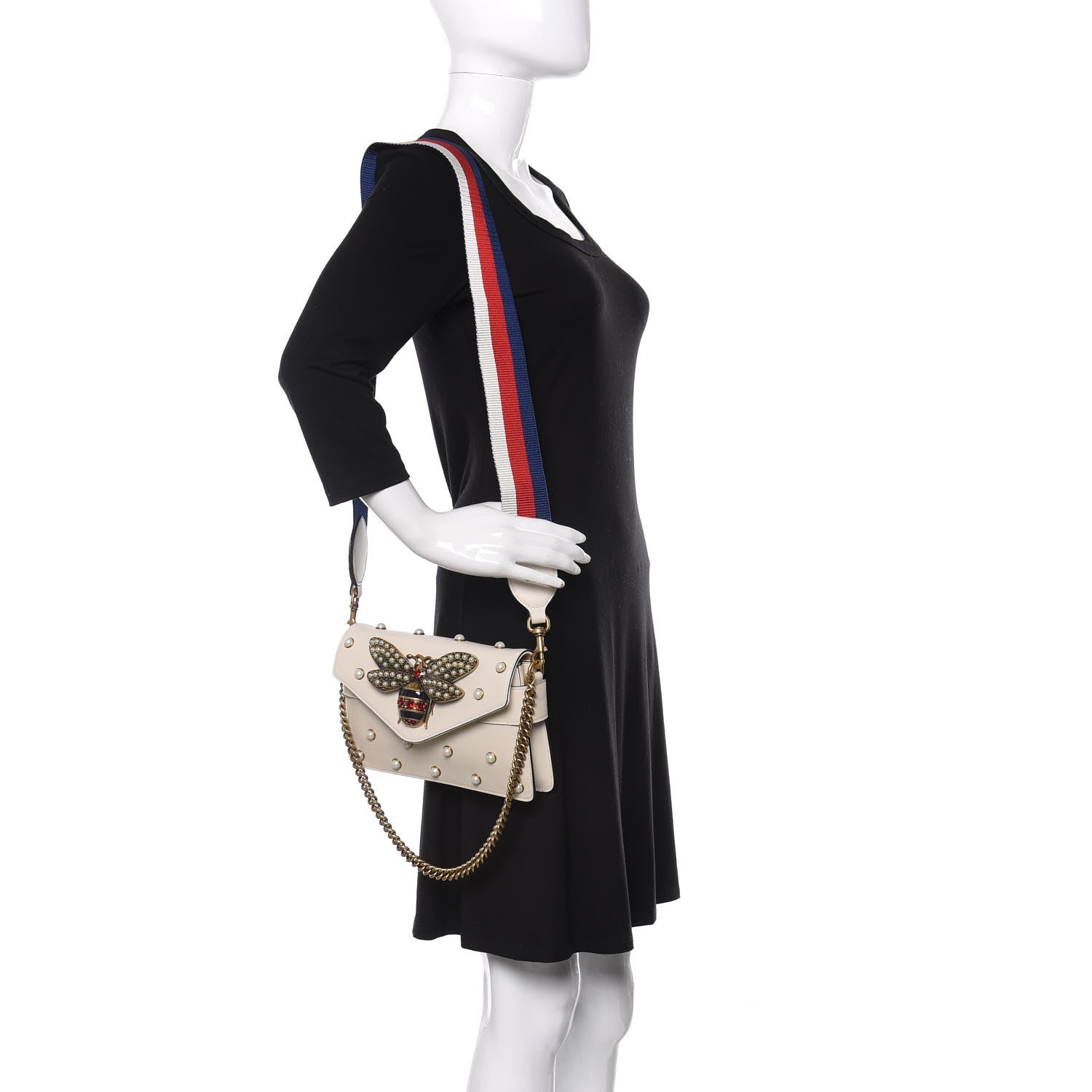 Gucci Nappa Pearl Studded Mini Queen Margaret Broadway Shoulder Bag Mystic White 2 of 10