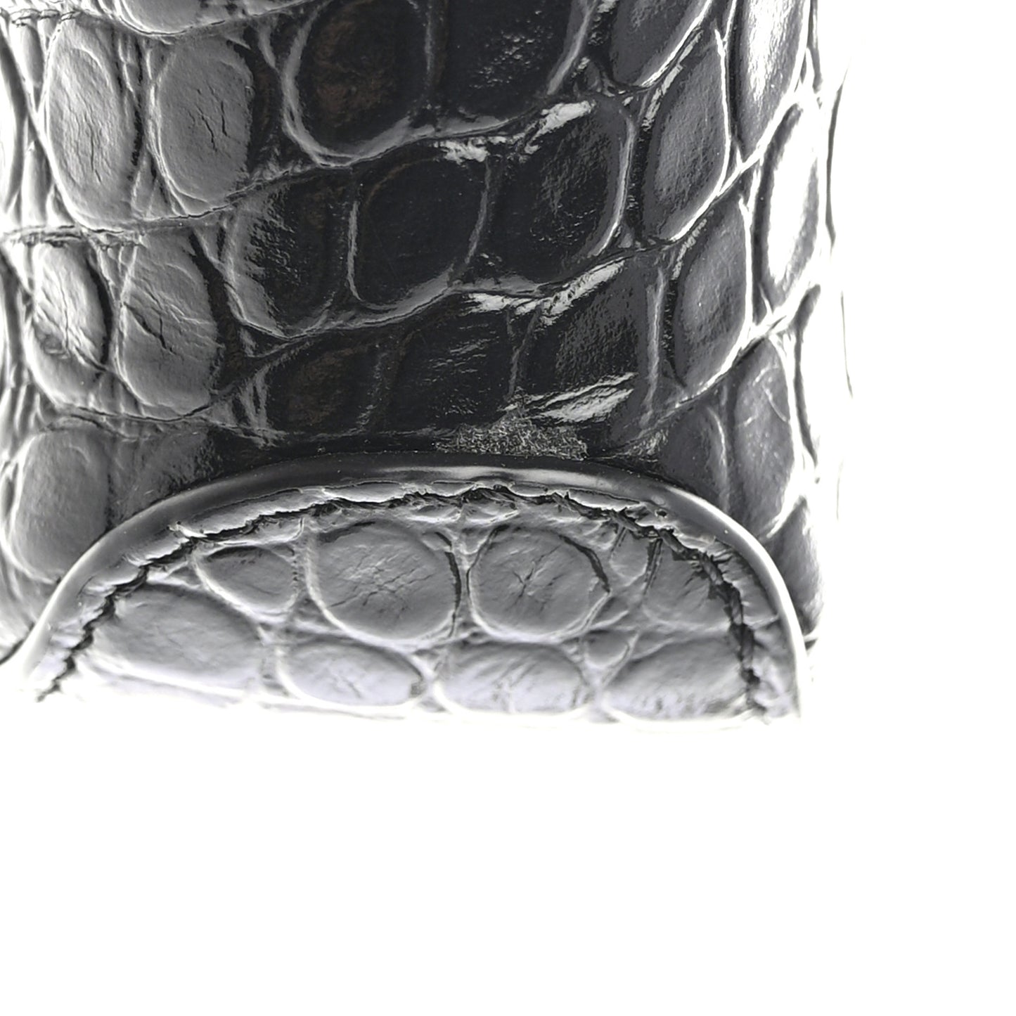 Shiny Super Supple Calfskin Crocodile Embossed Small XX Bag Black