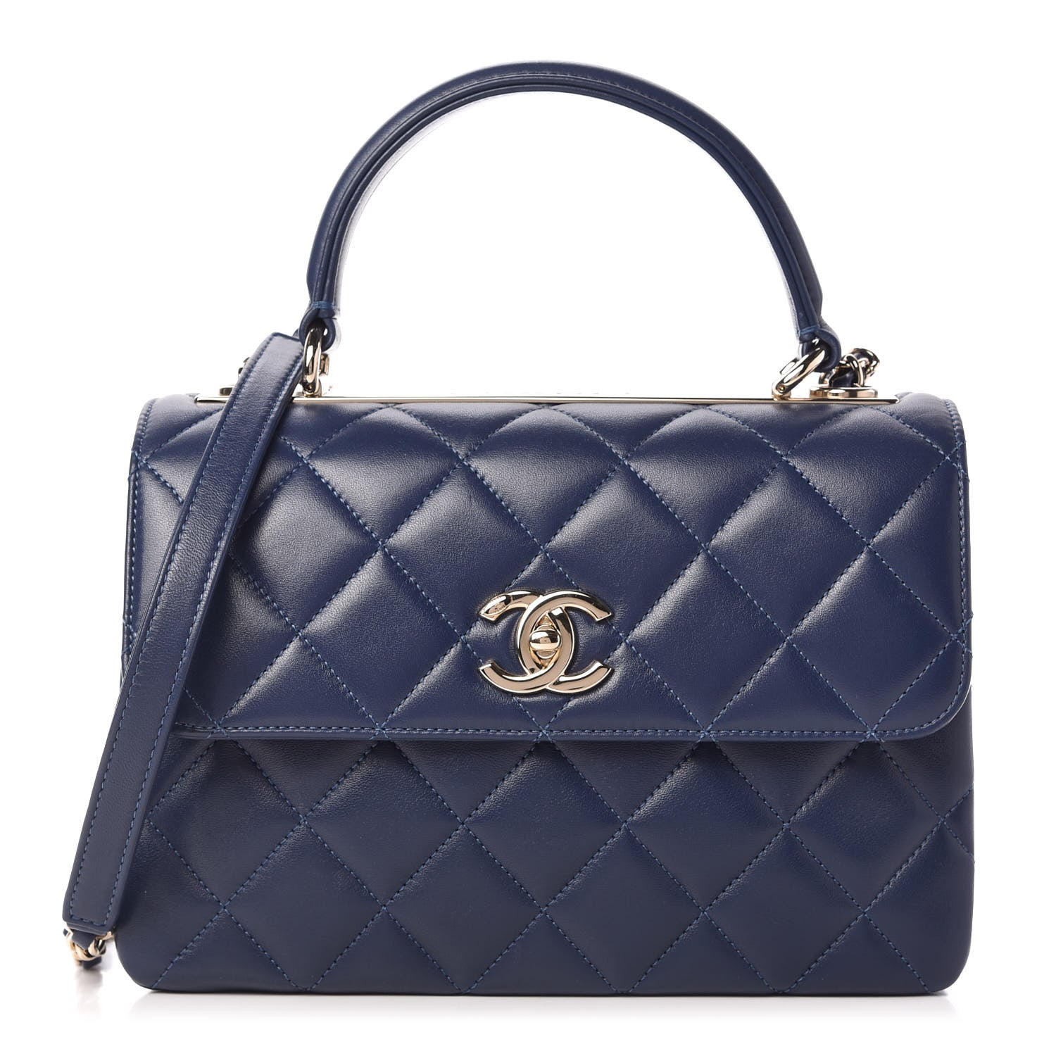 Chanel Lambskin Quilted Small Trendy CC Flap Dual Handle Bag Navy 1 of 10