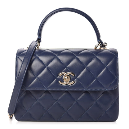 Chanel Lambskin Quilted Small Trendy CC Flap Dual Handle Bag Navy 1 of 10