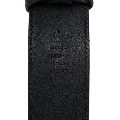 Gucci GG Supreme Monogram Selleria Calfskin Interlocking G 40mm Belt 100 40 Black Grey 3 of 6