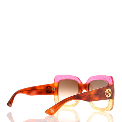 Gucci Acetate Square Frame Sunglasses GG0083S Glitter Pink Multi 4 of 8