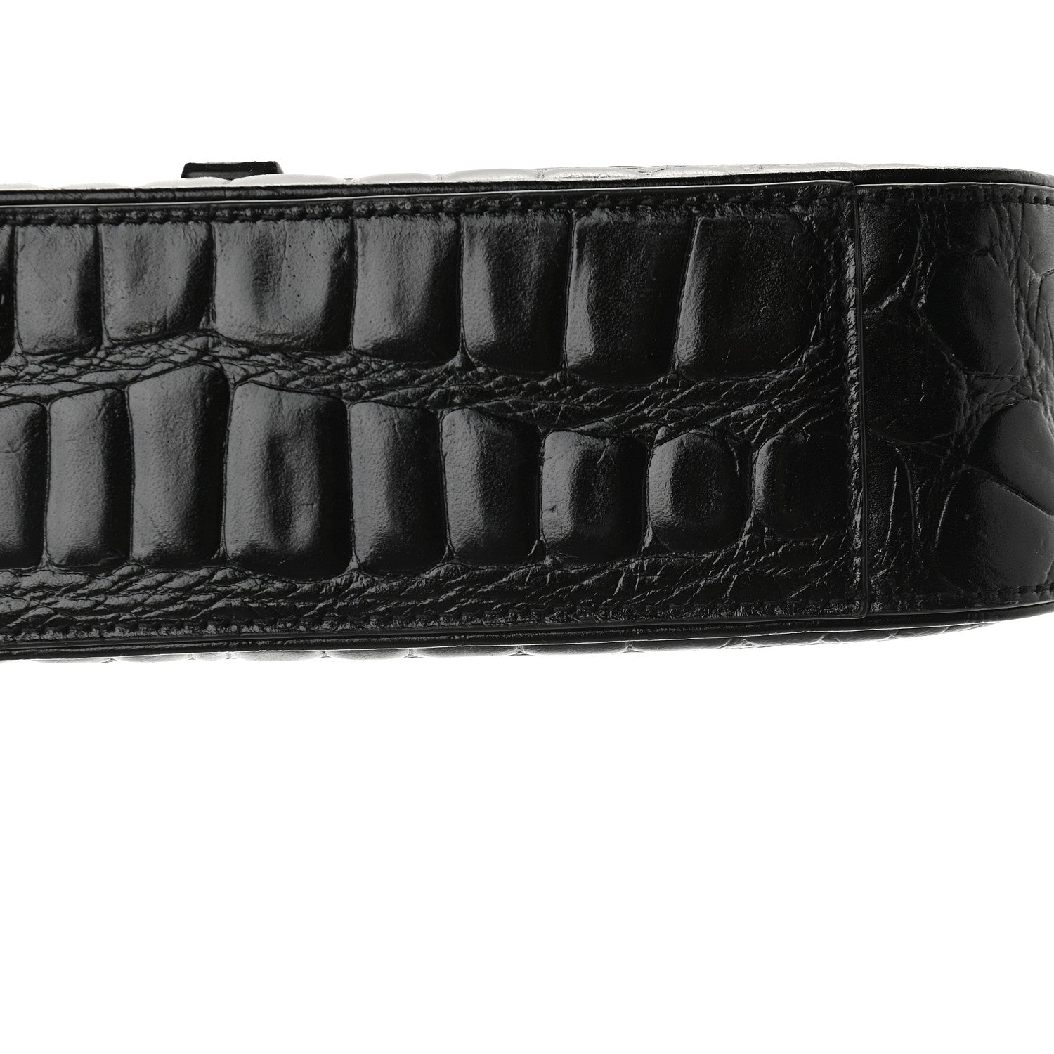 Saint Laurent Calfskin Crocodile Embossed Le 5 A 7 Hobo Black 9 of 9