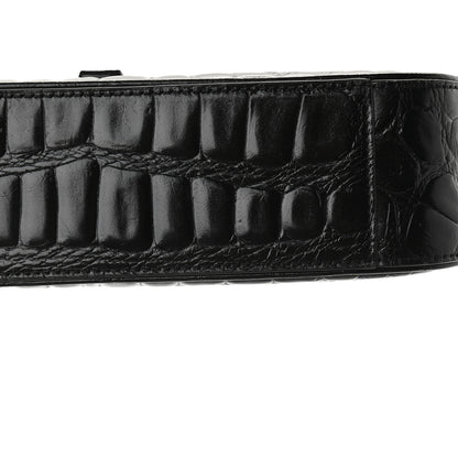 Saint Laurent Calfskin Crocodile Embossed Le 5 A 7 Hobo Black 9 of 9