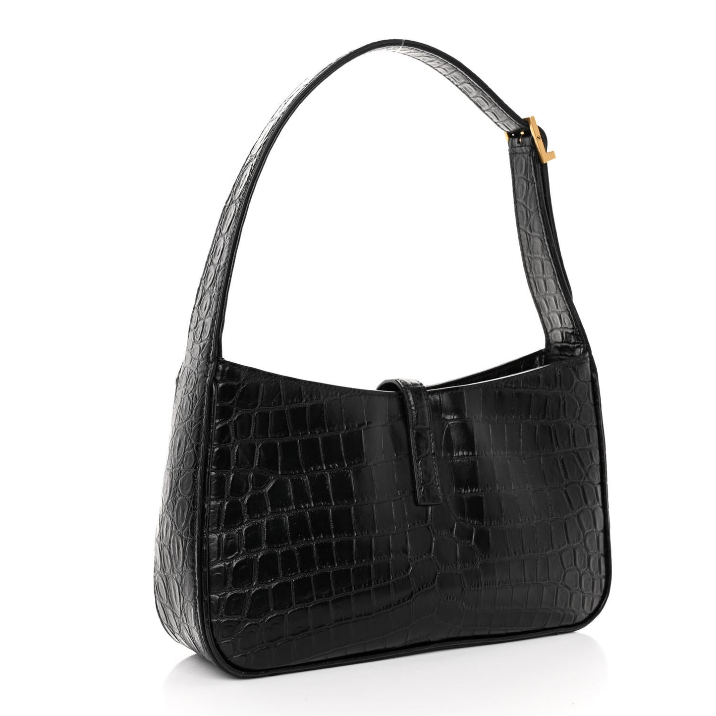 Calfskin Crocodile Embossed LE 5 A 7 Hobo Black
