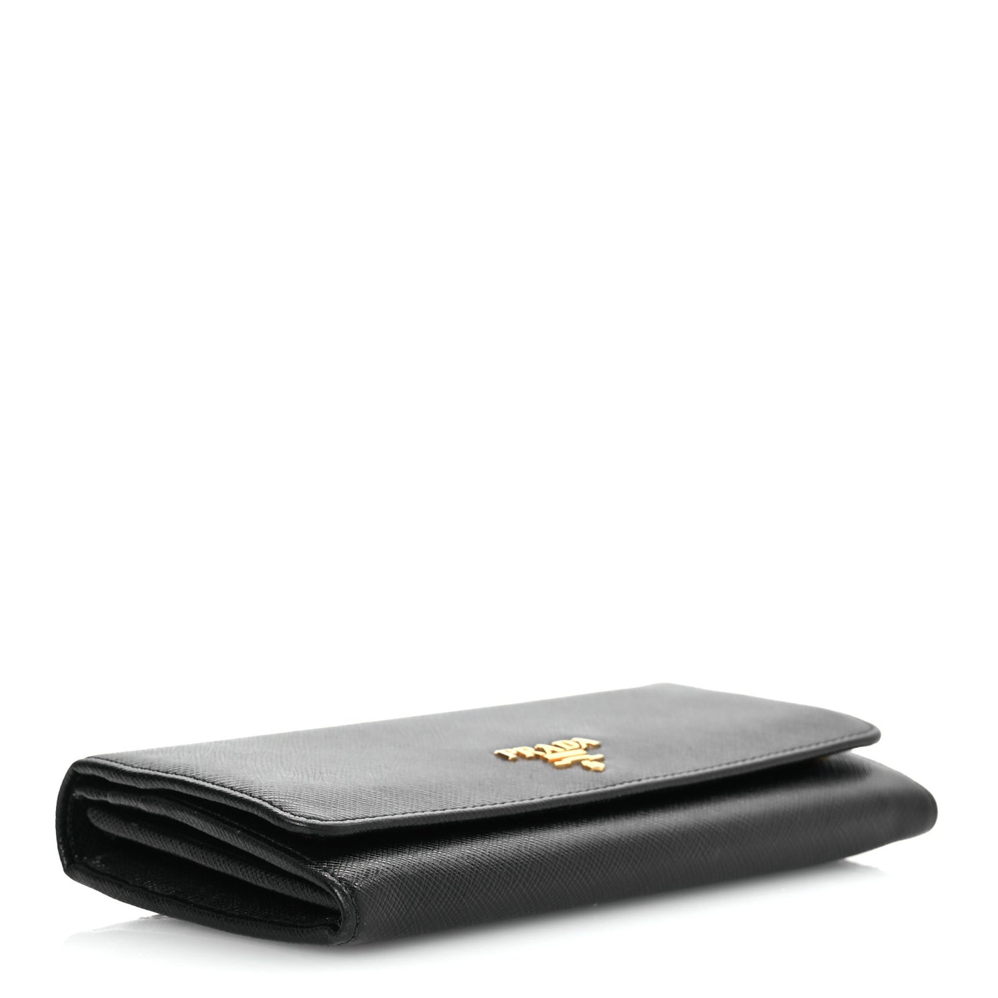 Saffiano Metal Continental Flap Wallet Black
