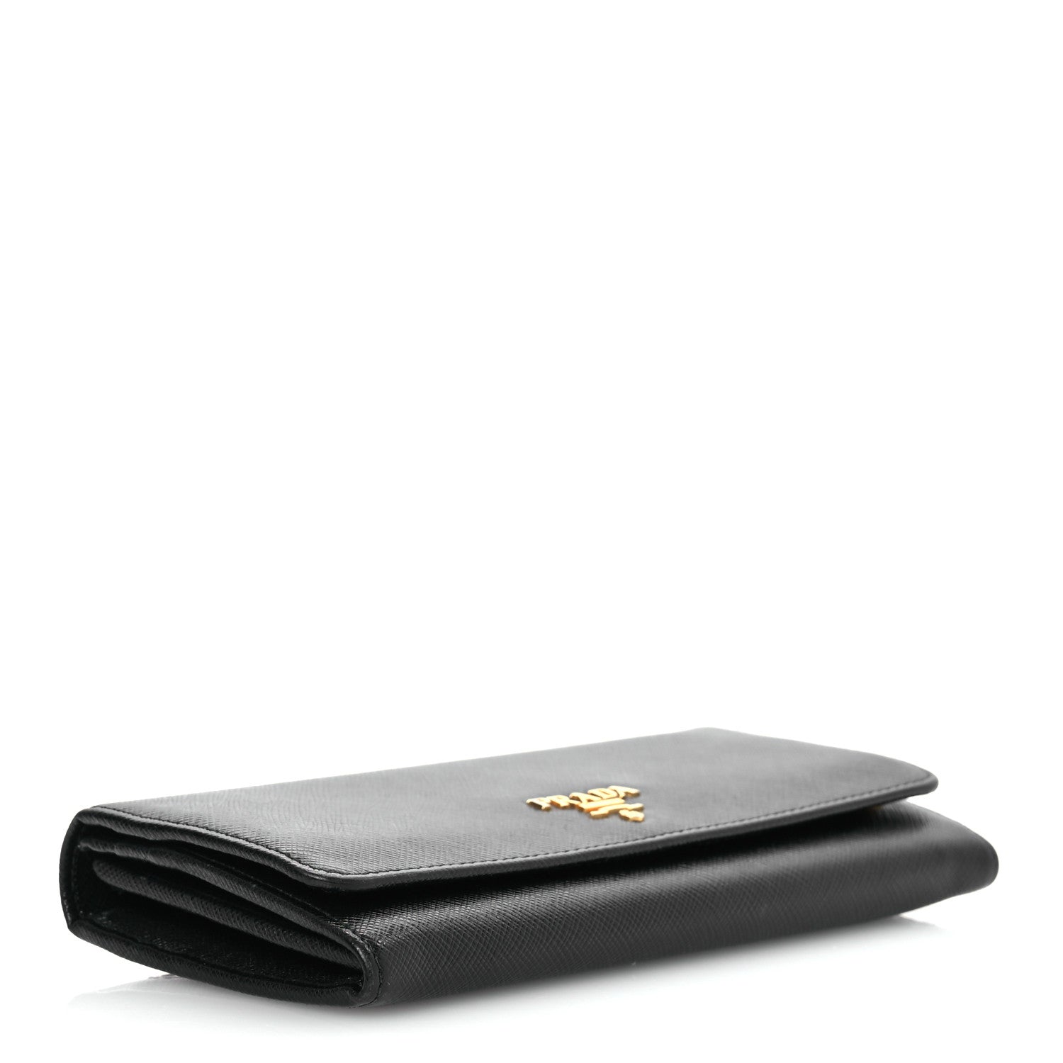 Prada Saffiano Metal Continental Flap Wallet Black 4 of 14