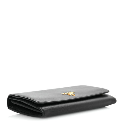 Prada Saffiano Metal Continental Flap Wallet Black 4 of 14