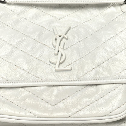Saint Laurent Crinkled Calfskin Matelasse Monogram Medium Niki Chain Satchel Dirty White 5 of 10
