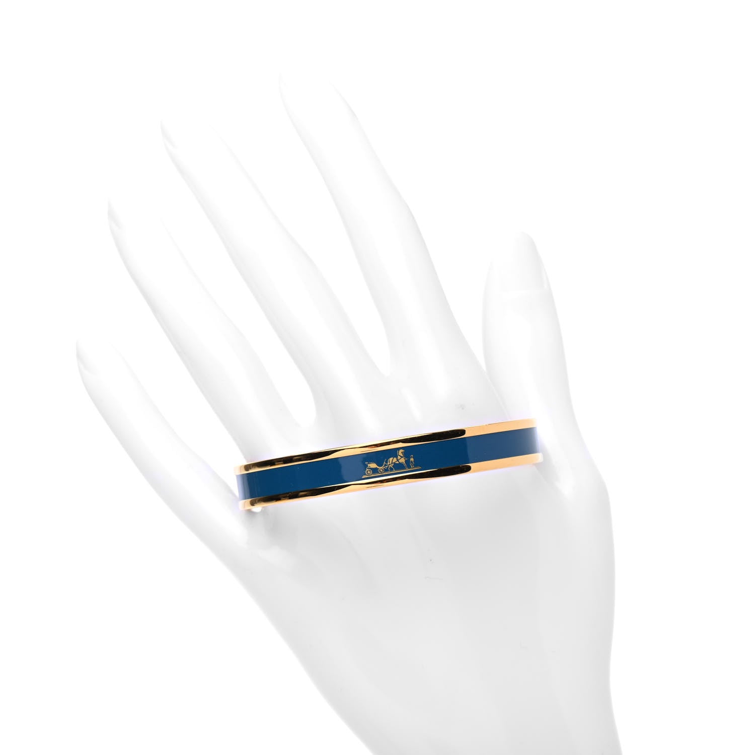 Hermes Enamel Printed Caleche Narrow Bracelet 62 Bleu Profond 2 of 5