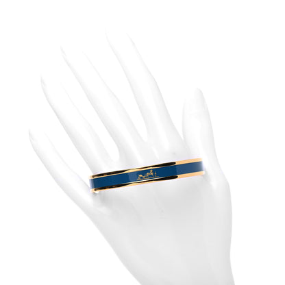 Hermes Enamel Printed Caleche Narrow Bracelet 62 Bleu Profond 2 of 5