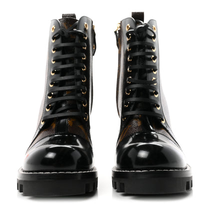 Louis Vuitton Patent Calfskin Monogram Star Trail Ankle Boots 38 Black 3 of 9