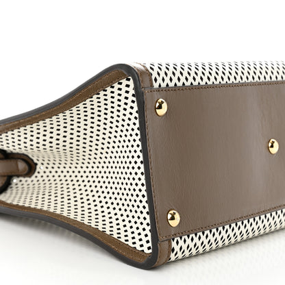 Fendi Vitello Liberty Glossy Lambskin Perforated Medium Peekaboo X-Lite White Ice Rust Maya 9 of 11